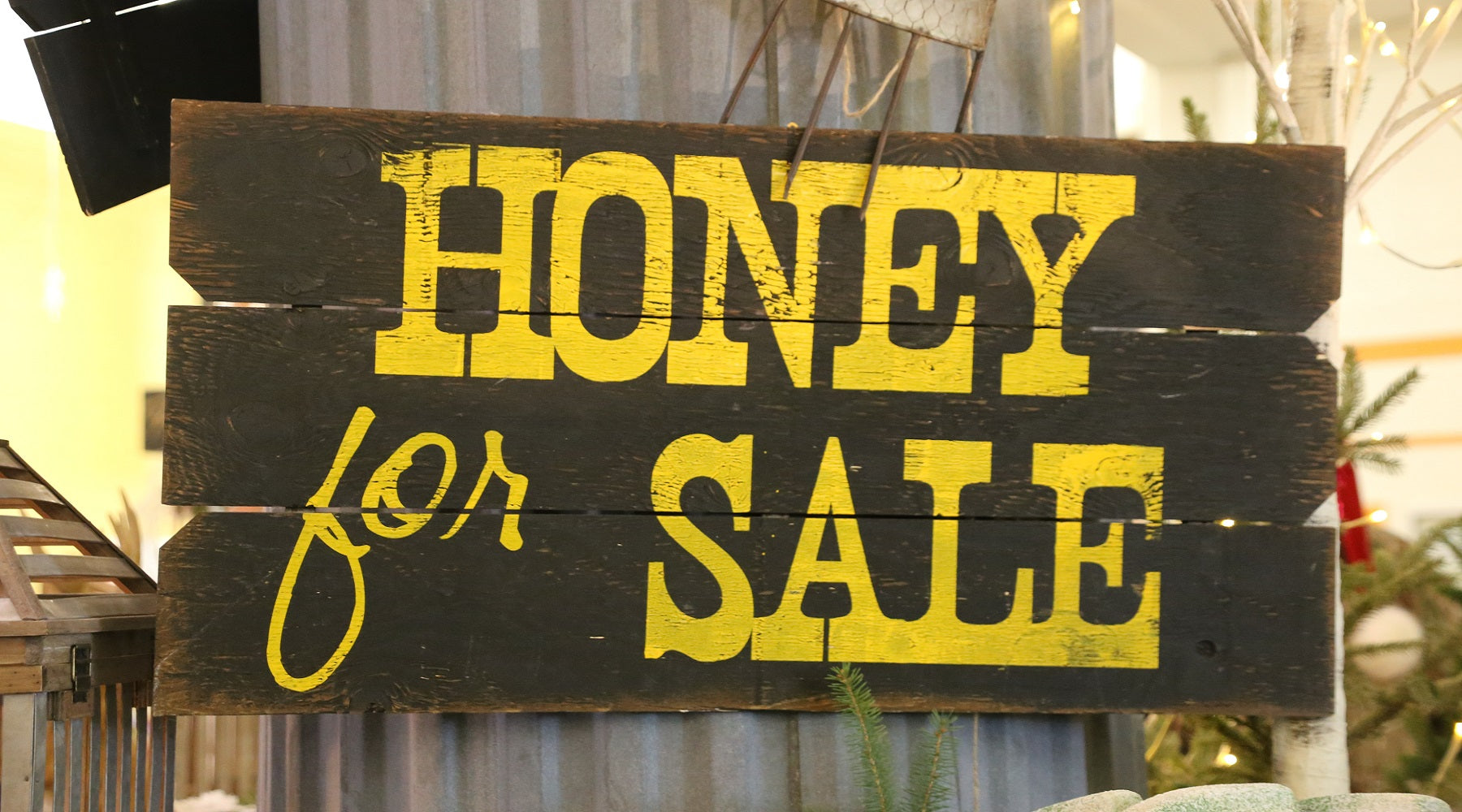Wooden Honey for Sale sign