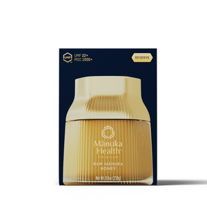 Manuka Health raw manuka honey packaging on a white background