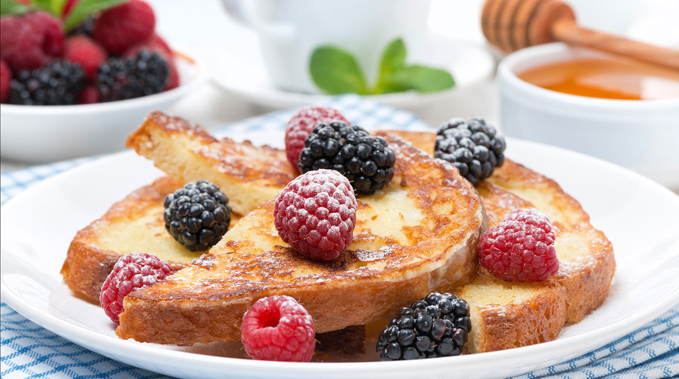 Mother’s Day French Toast with Manuka Honey sprinkled with fresh berries