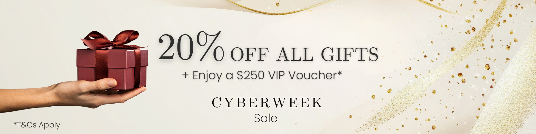 Cyber week sale 20% off all gifts