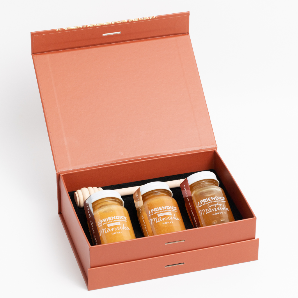 J.Friend high grade sampler gift box with three manuka honeys
