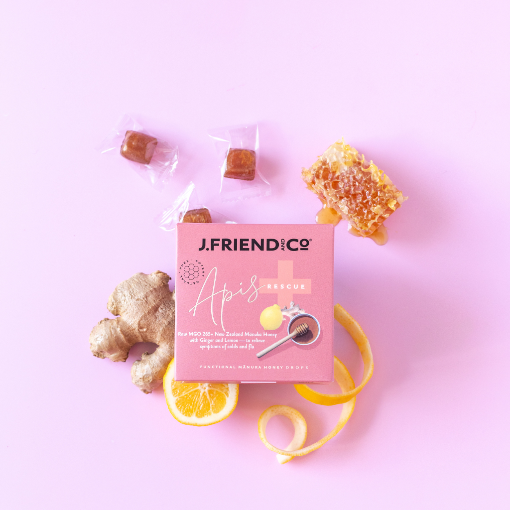 J.Friend and co Rescue Lozenges on a table