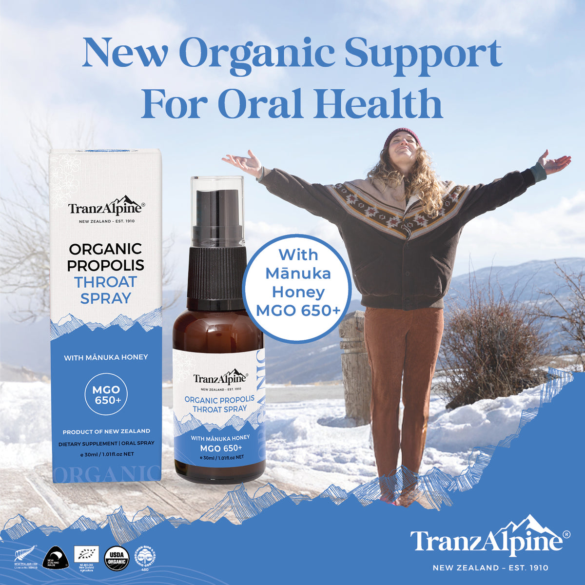 Organic Propolis Throat Spray with MGO 650+ Manuka Honey