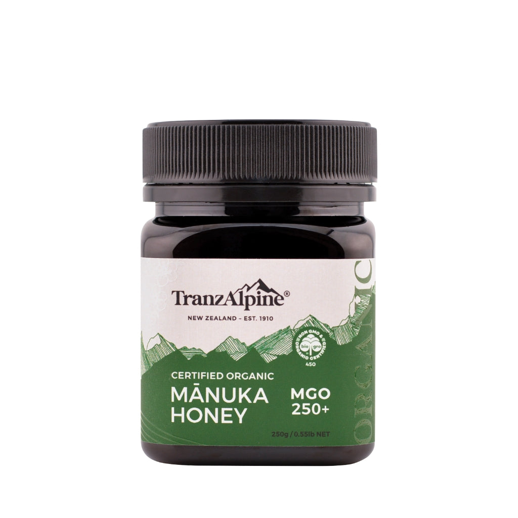 TranzAlpine organic MGO 250+ Organic Manuka Honey Jar