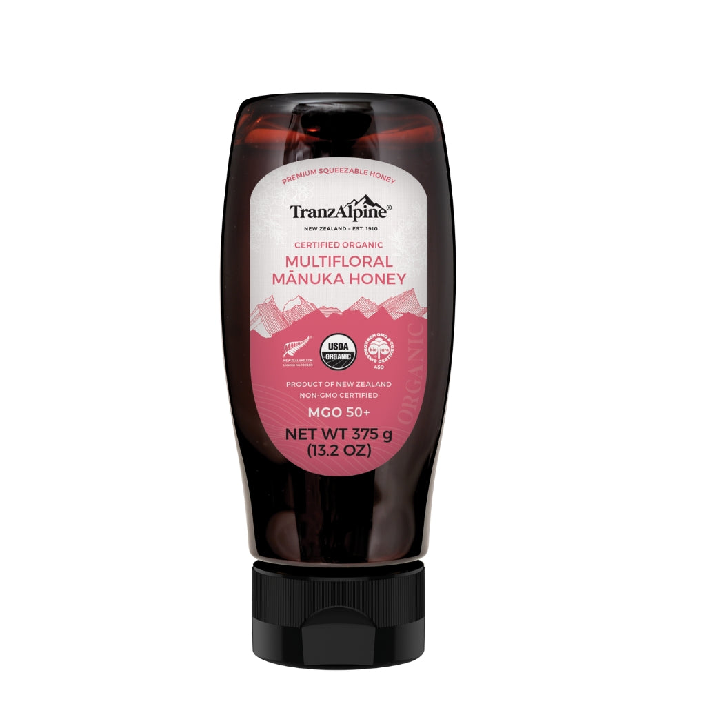 TranzAlpine Organic Multifloral Manuka Honey Squeezy Bottle